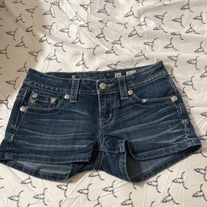 Miss Me Dark Blue Jean Shorts